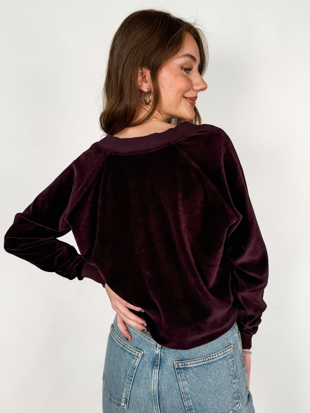 Ember Velour V-Neck Sweatshirt