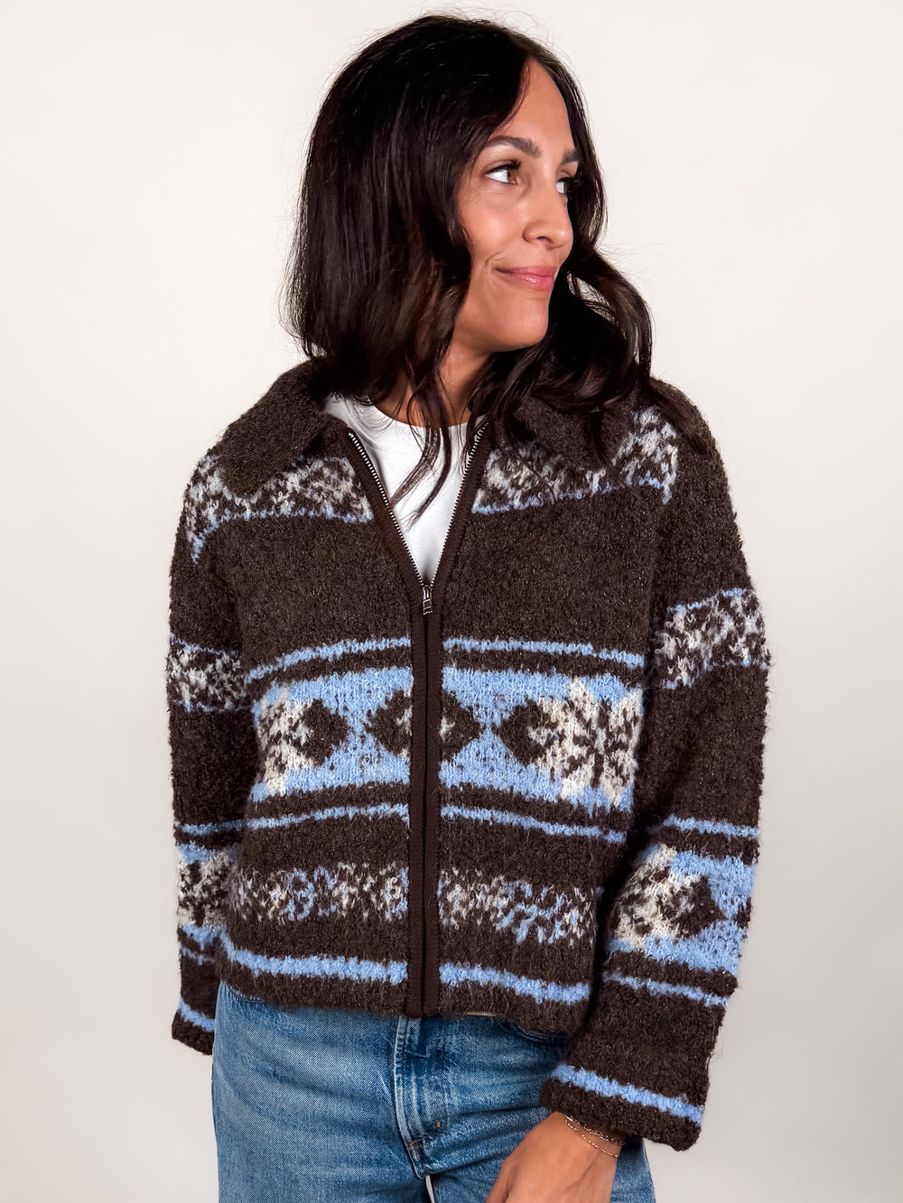 Through This Journey Zip Through Sweater