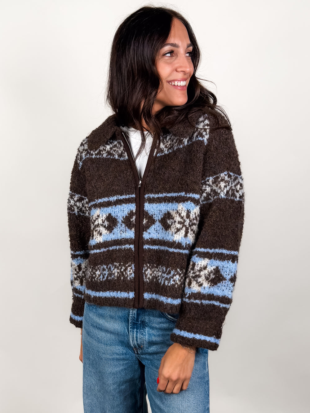 Through This Journey Zip Through Sweater