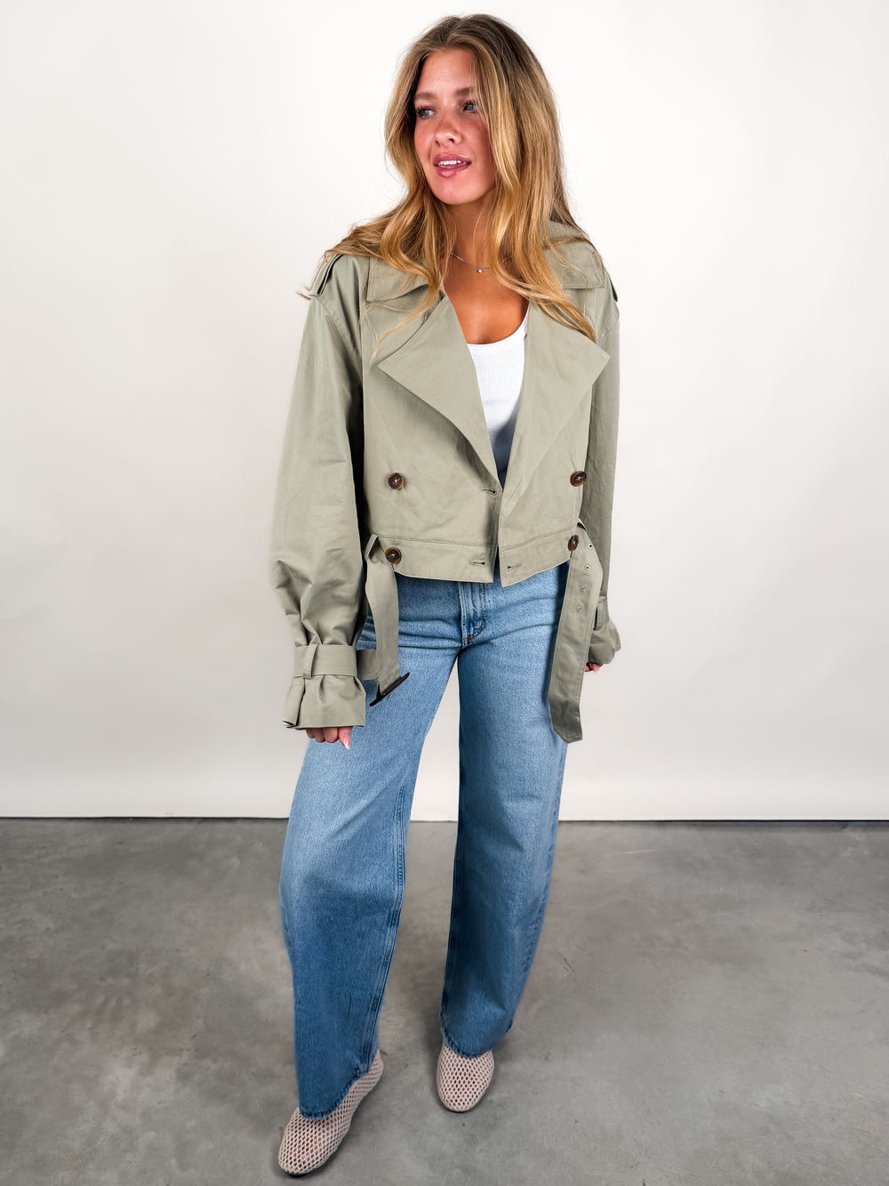 Business As Usual Cropped Trench Jacket