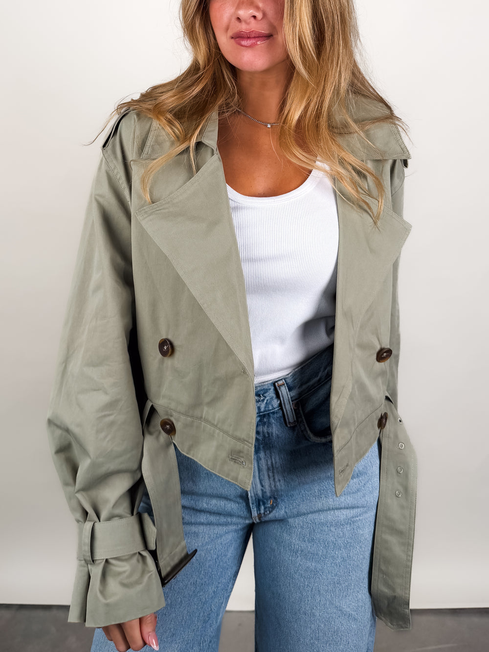 Business As Usual Cropped Trench Jacket