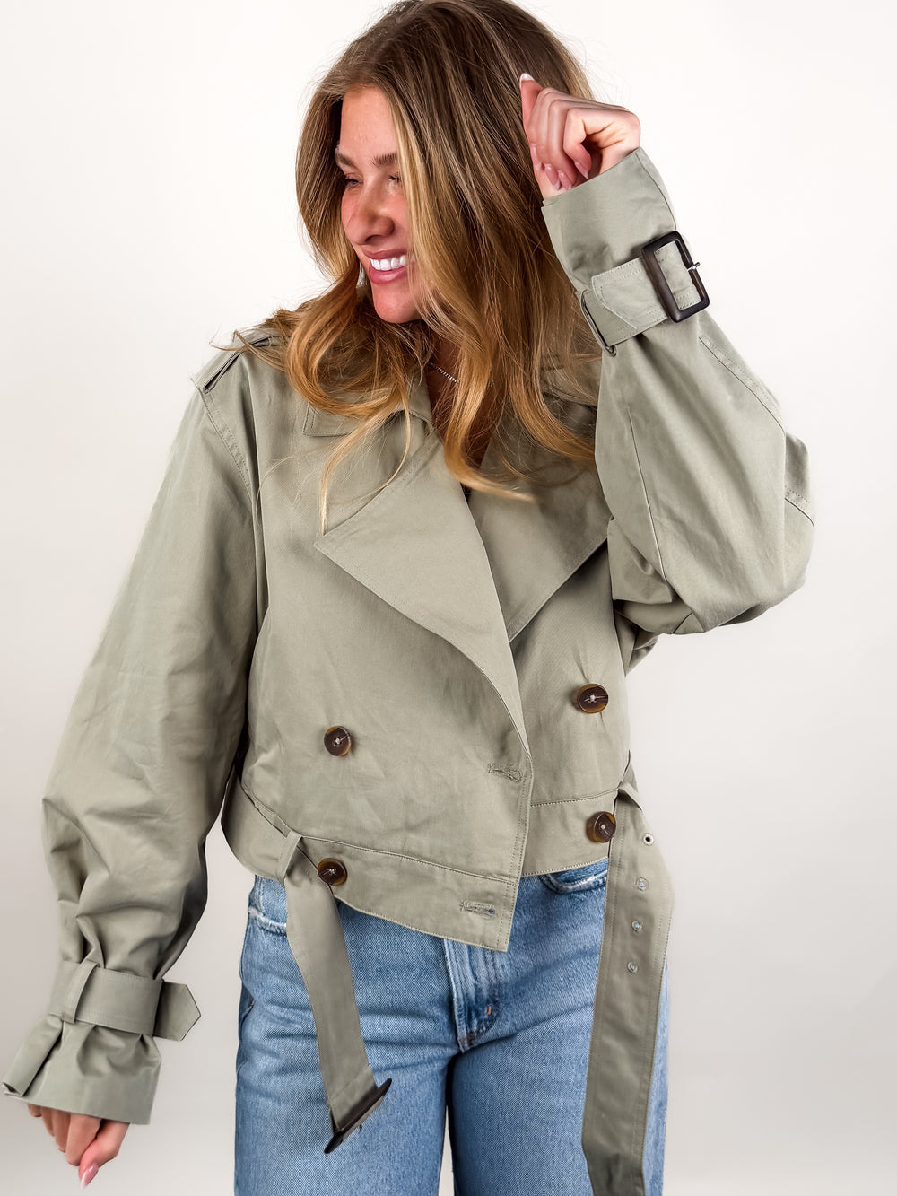 Business As Usual Cropped Trench Jacket