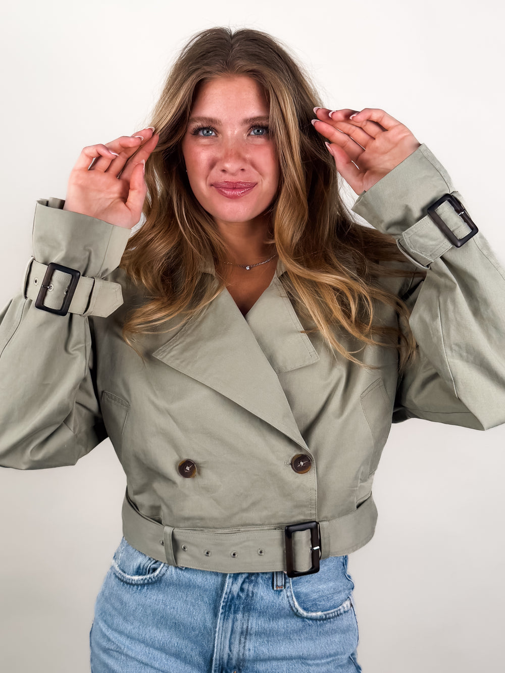 Business As Usual Cropped Trench Jacket