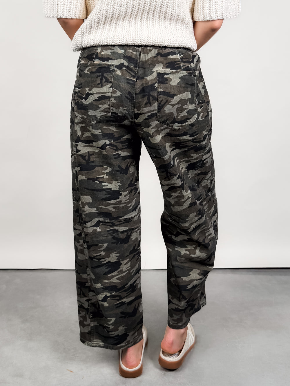 Cast A Shadow Camo Barrel Leg Pants
