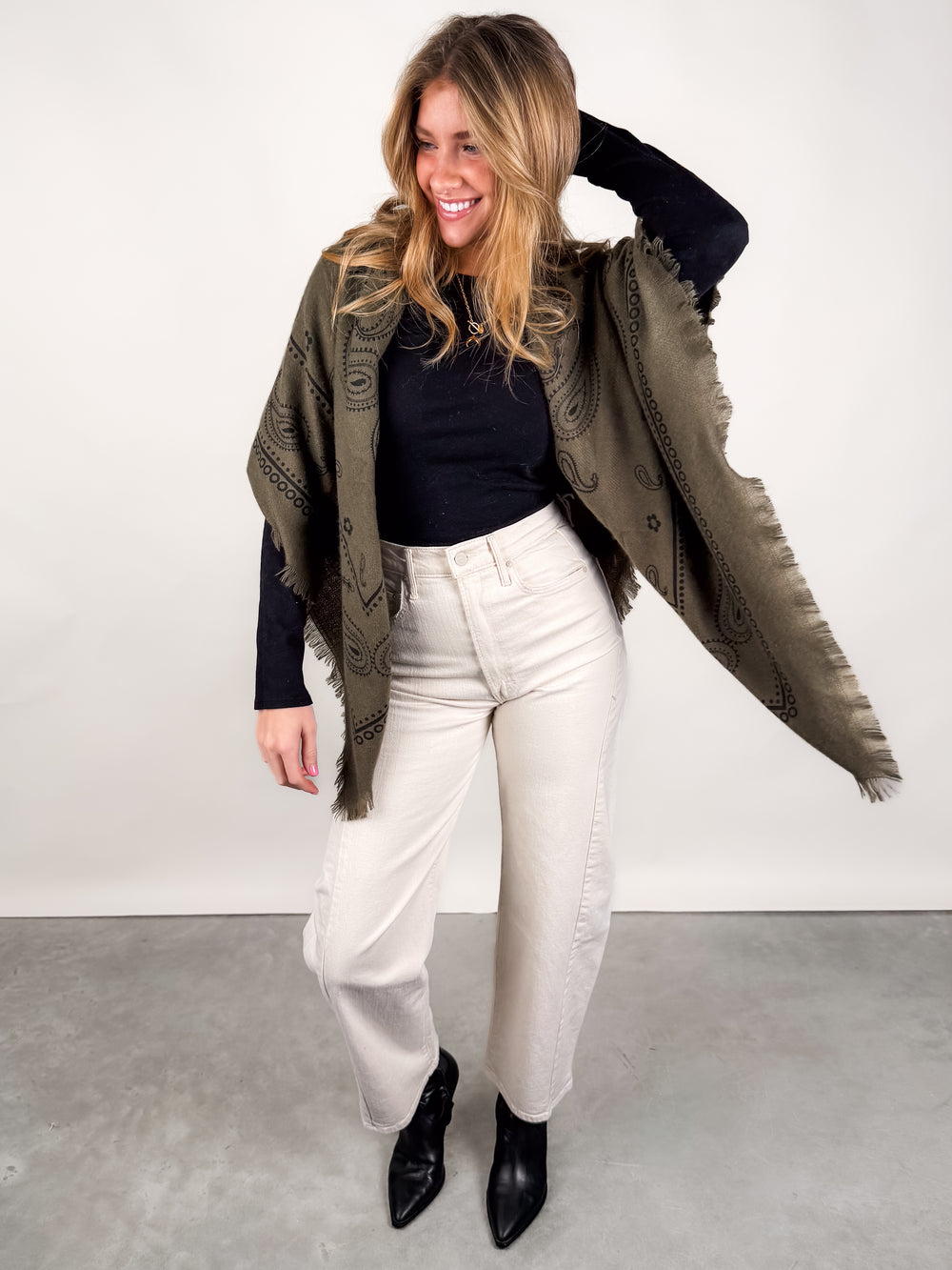 Large Square Bandana Print Scarf