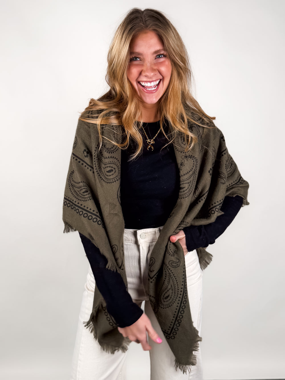 Large Square Bandana Print Scarf