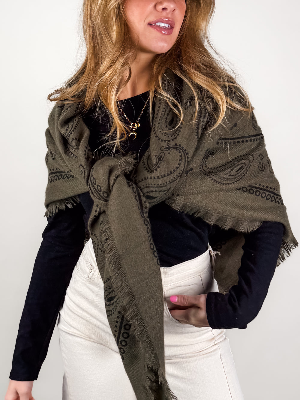 Large Square Bandana Print Scarf