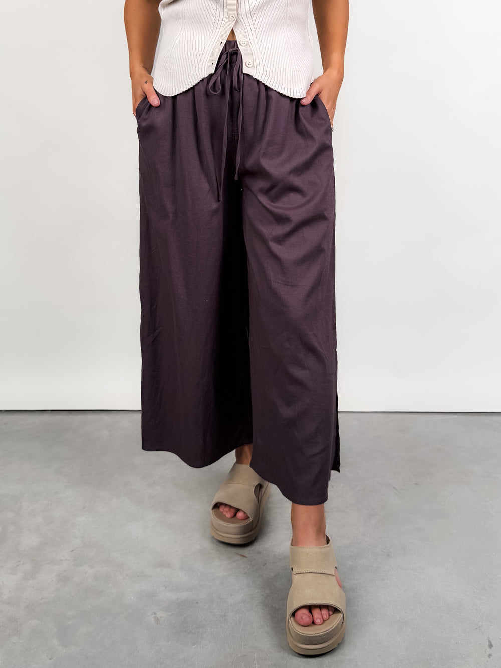 Heard Your Name Side Slit Linen Pants