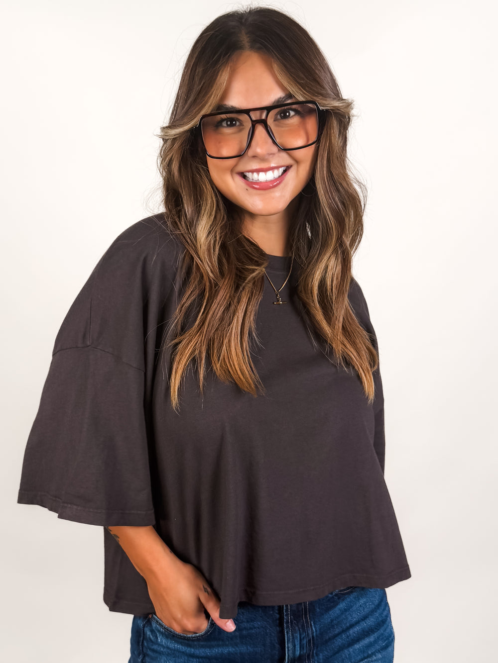 Solid Cropped OS Tee