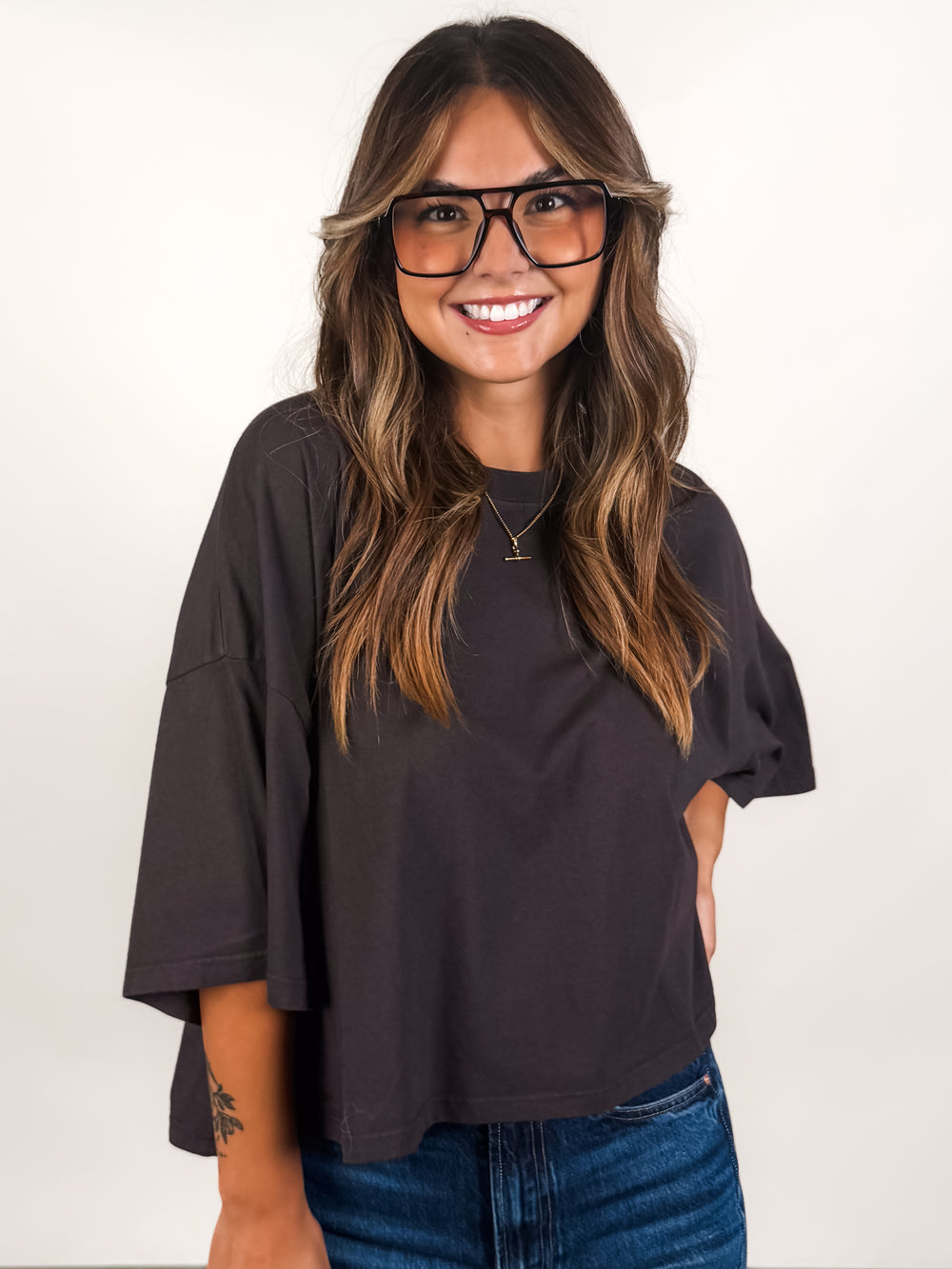 Solid Cropped OS Tee