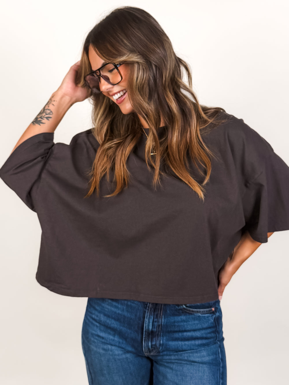 Solid Cropped OS Tee
