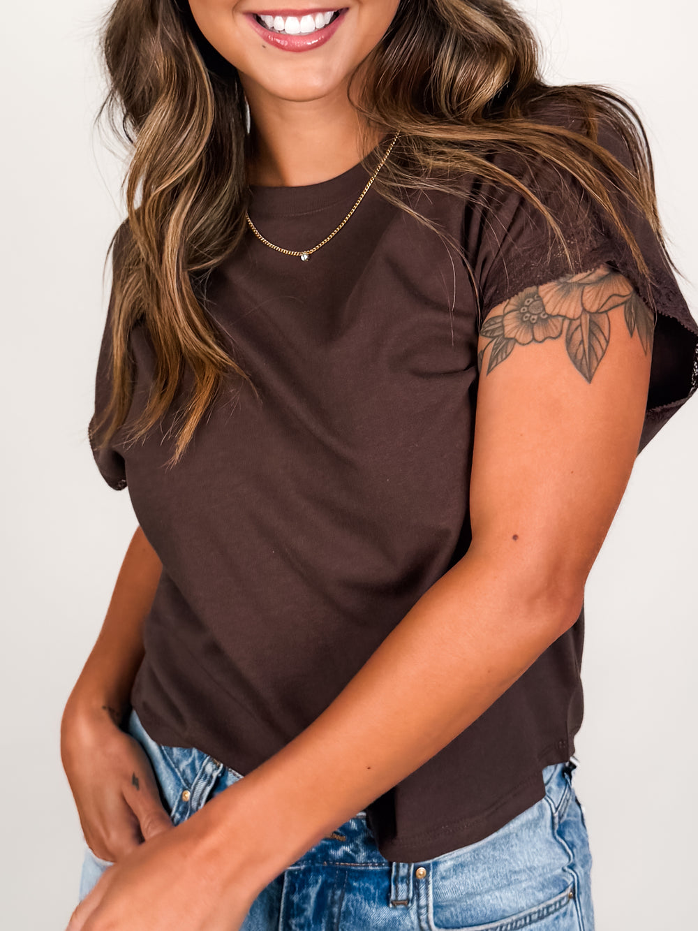 Marika Lace Trim Muscle Tee