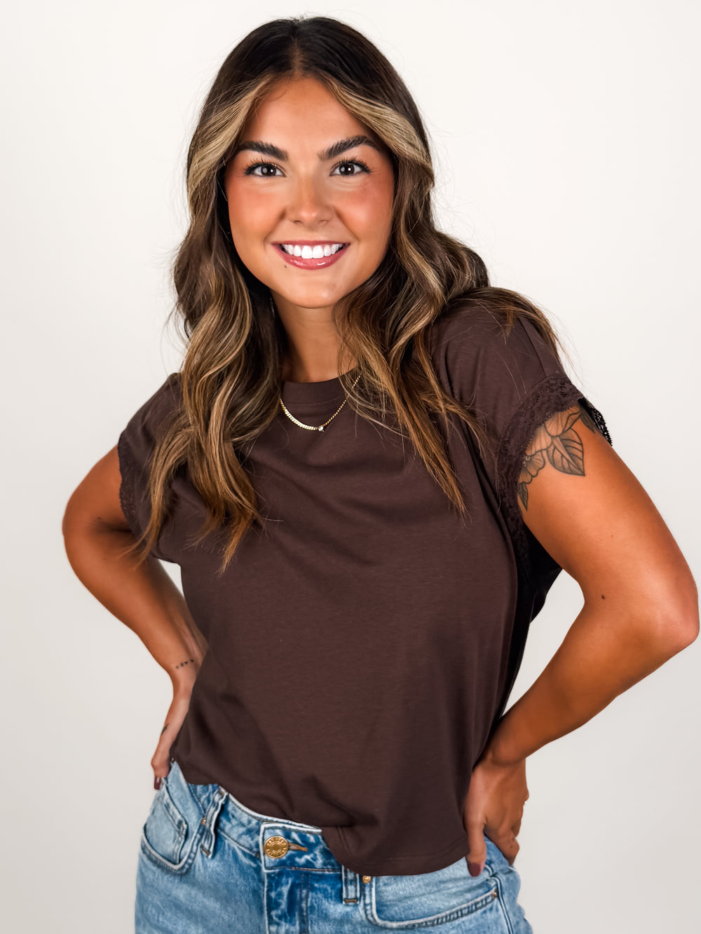 Marika Lace Trim Muscle Tee