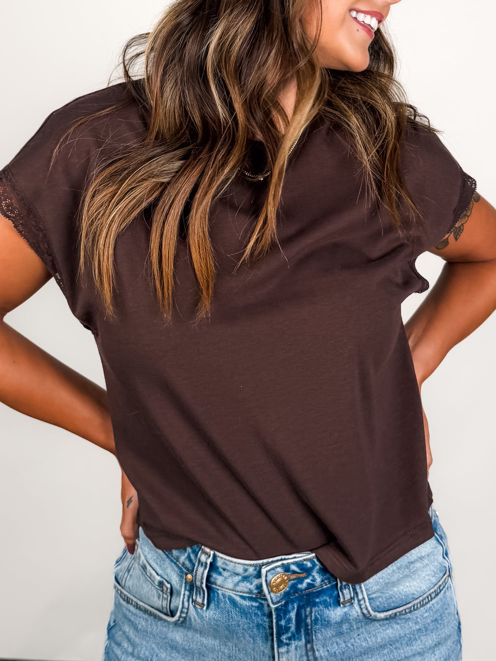 Marika Lace Trim Muscle Tee
