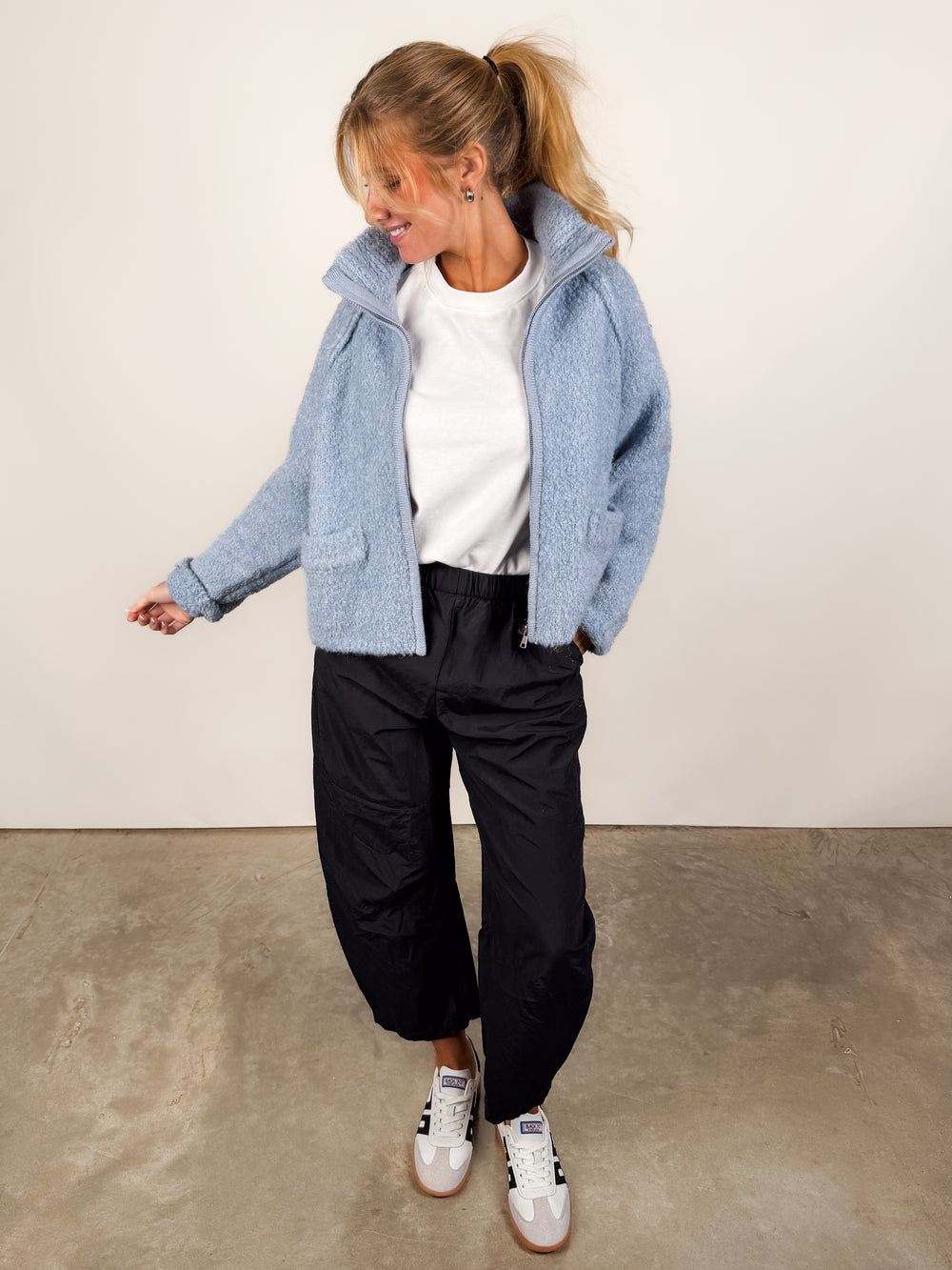 Sparkle In Her Eyes Zip Through Sweater