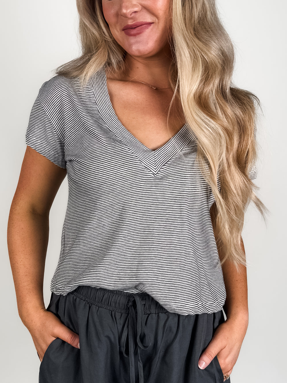 Rosie Jersey V Neck Tee