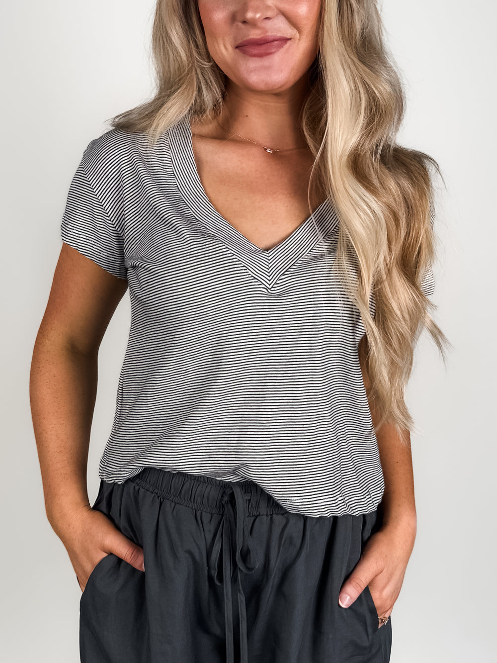 Rosie Jersey V Neck Tee