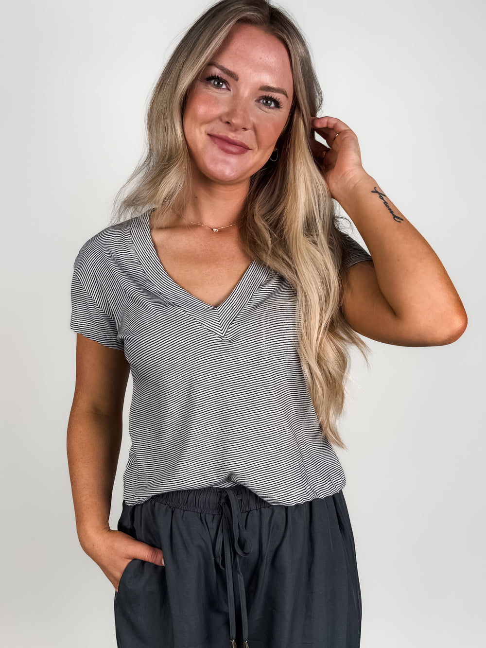 Rosie Jersey V Neck Tee