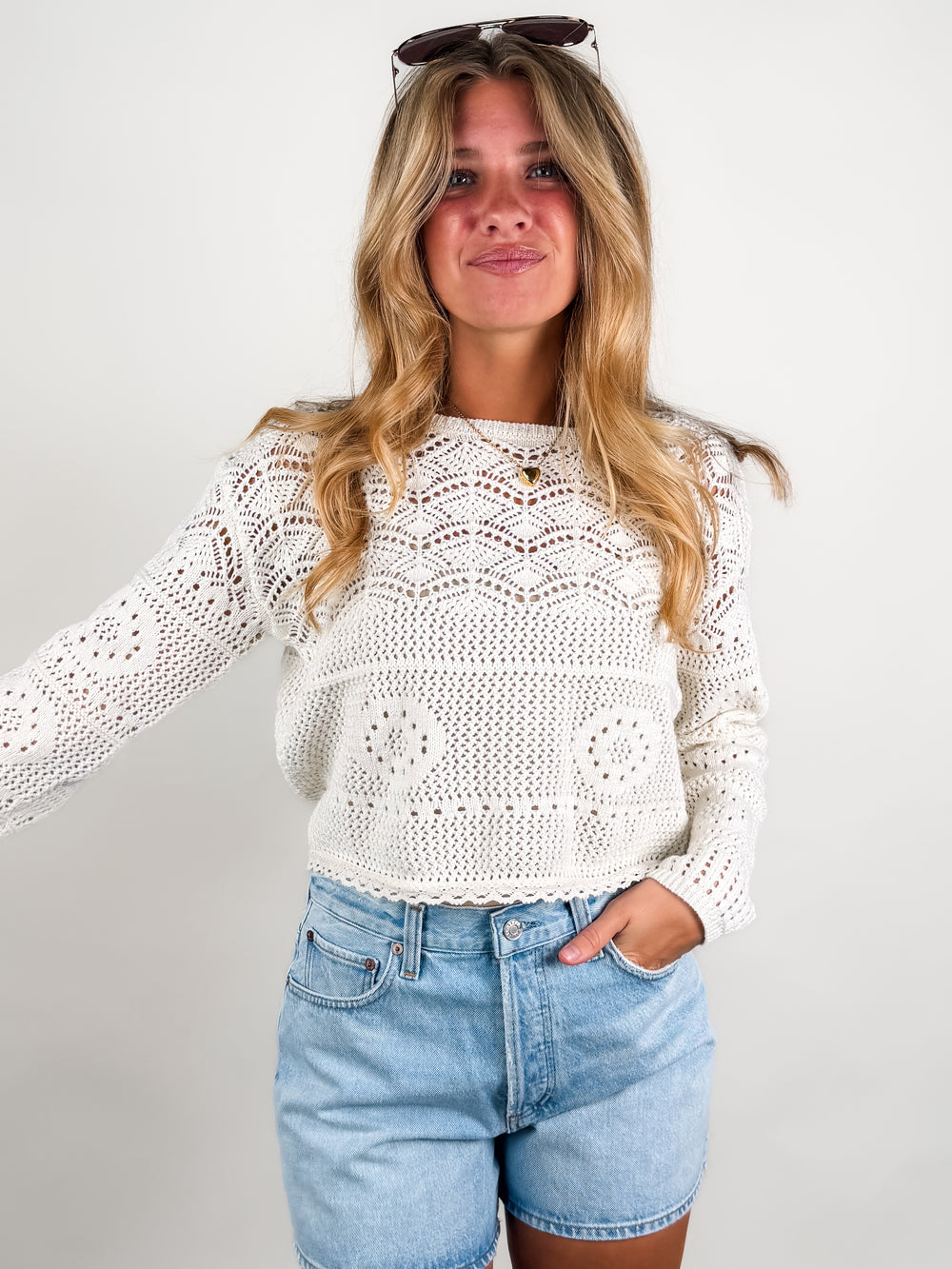 Sunny Open Crochet Pullover