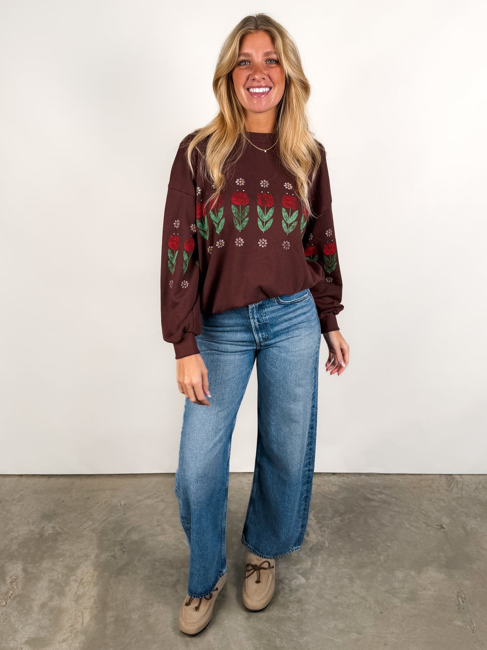 Camp Flowers Oversized Crew Sweatshirt