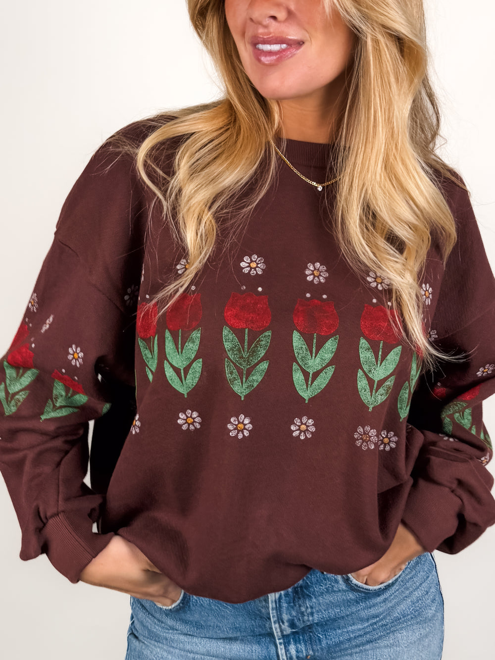 Camp Flowers Oversized Crew Sweatshirt