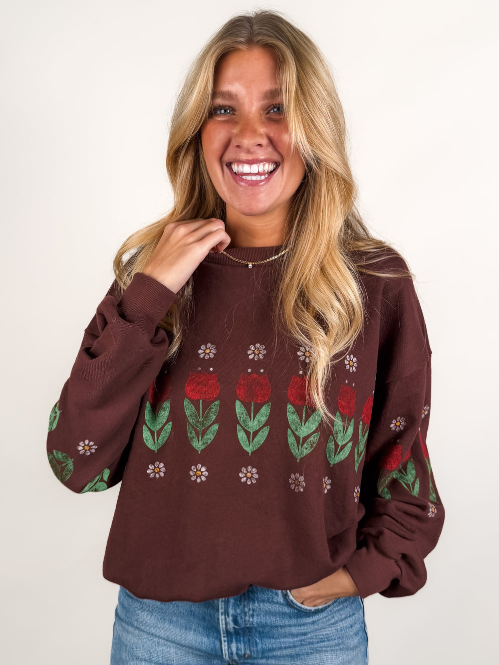 Camp Flowers Oversized Crew Sweatshirt