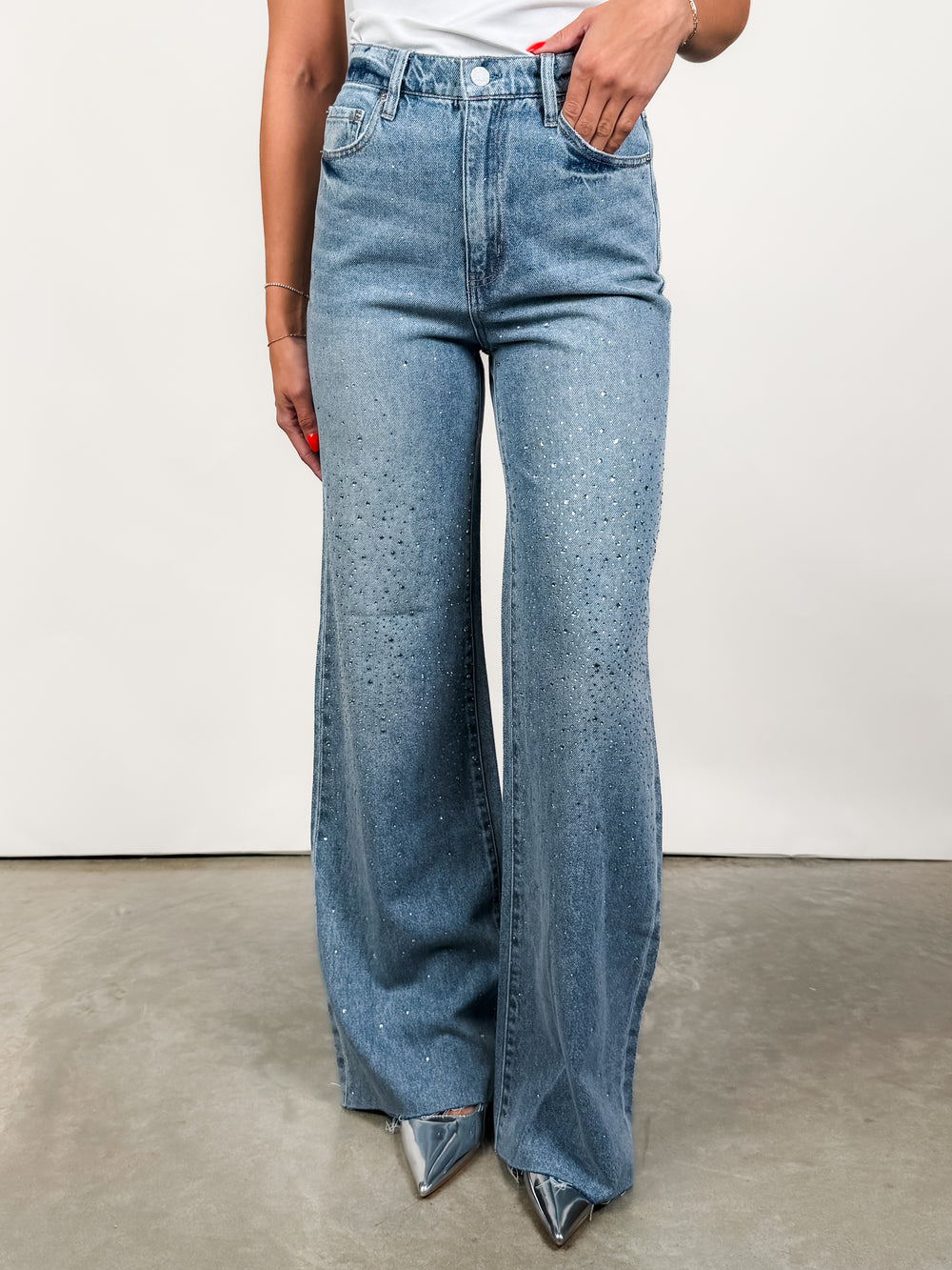Far Out High Rise Wide Leg in Stardust