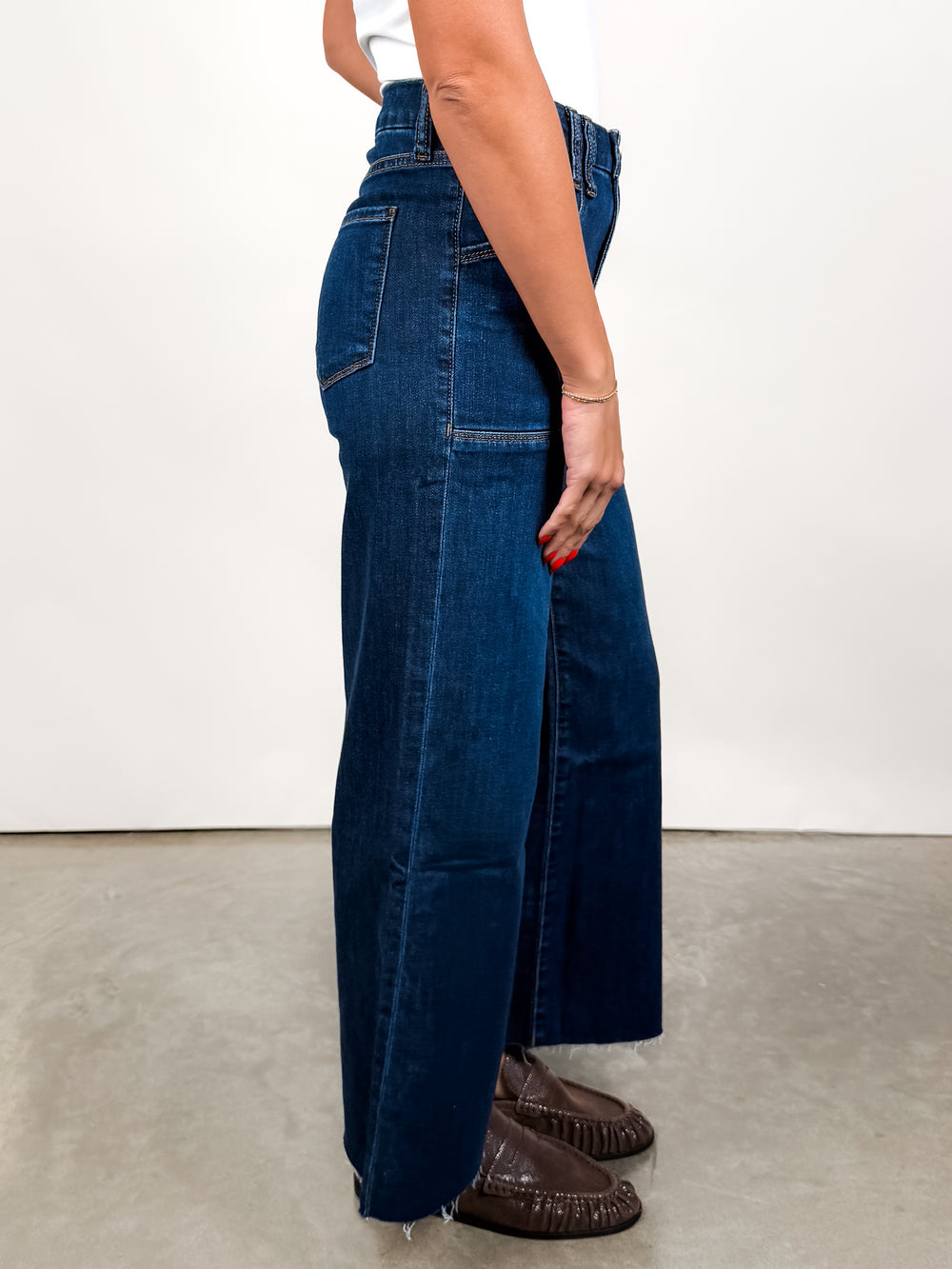 Meg High Rise Wide Leg Raw Hem in Freedom