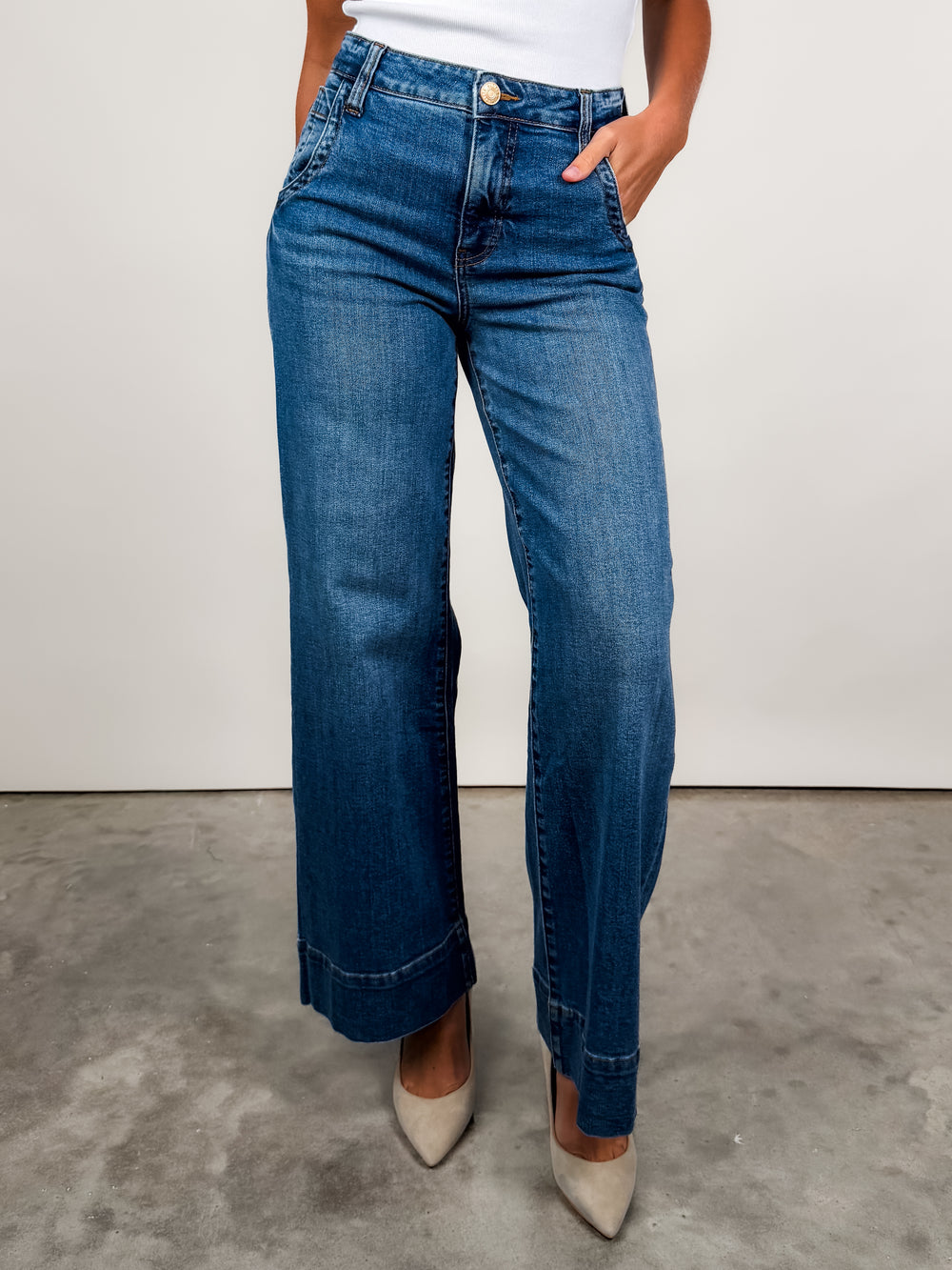 Maya High Rise Wide Leg Hem Scoop PKTS in Journey