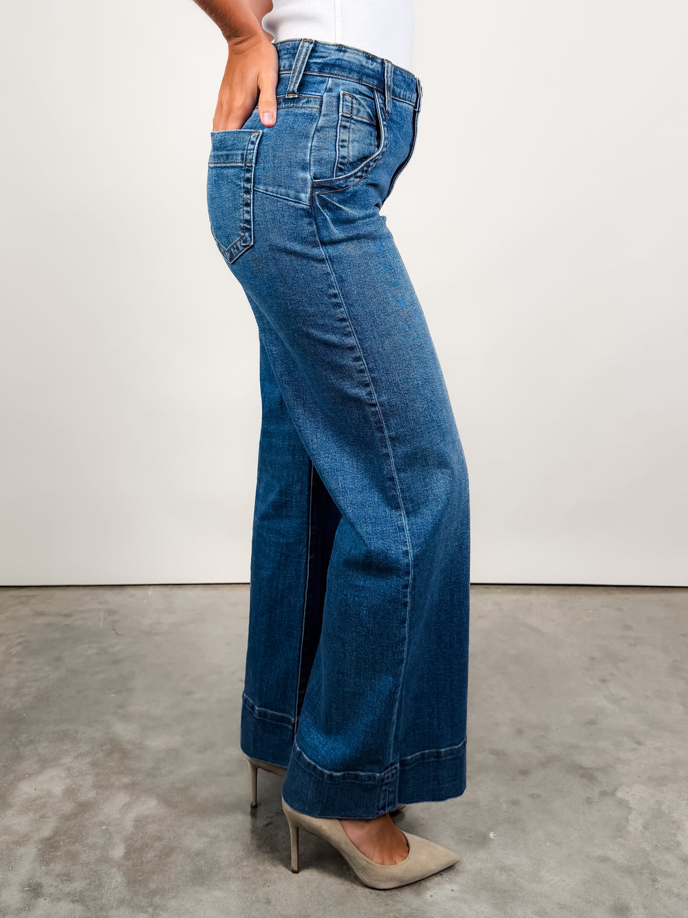 Maya High Rise Wide Leg Hem Scoop PKTS in Journey