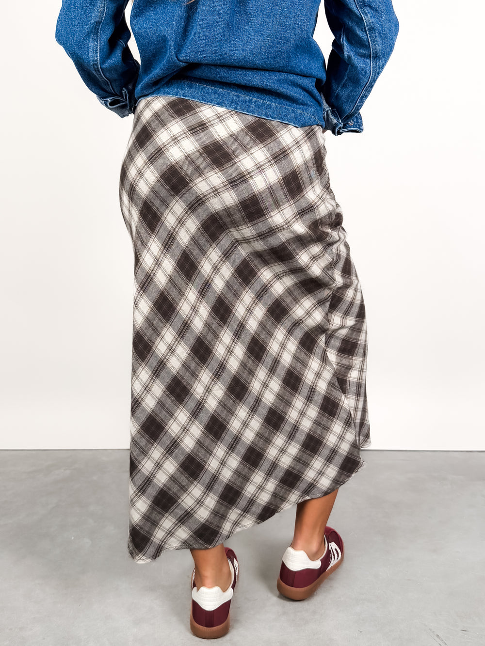 Europa Plaid Midi Skirt