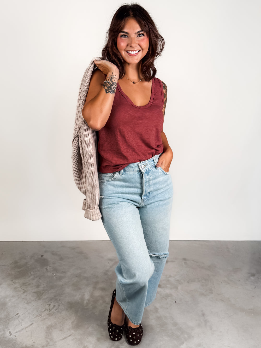 Naz Scoop Neck Slub Tank