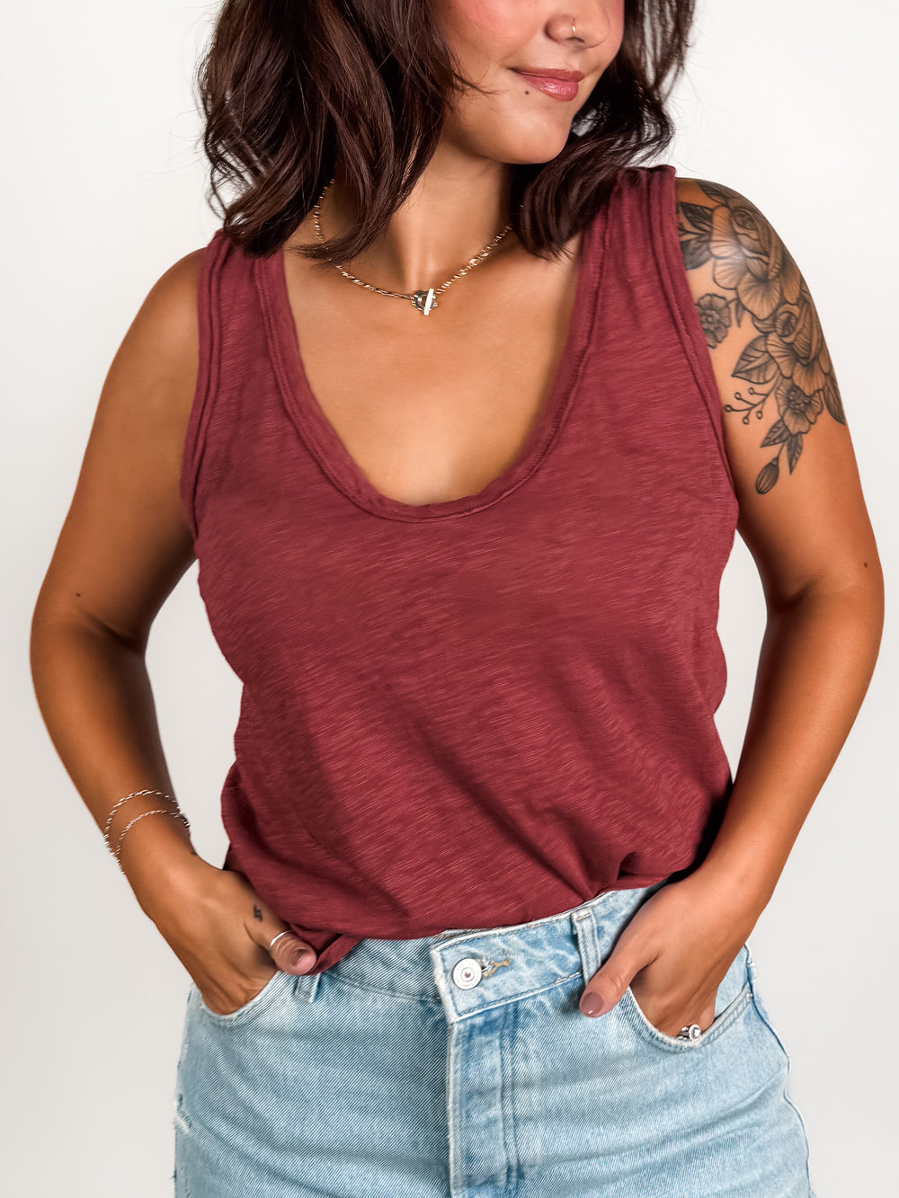 Naz Scoop Neck Slub Tank