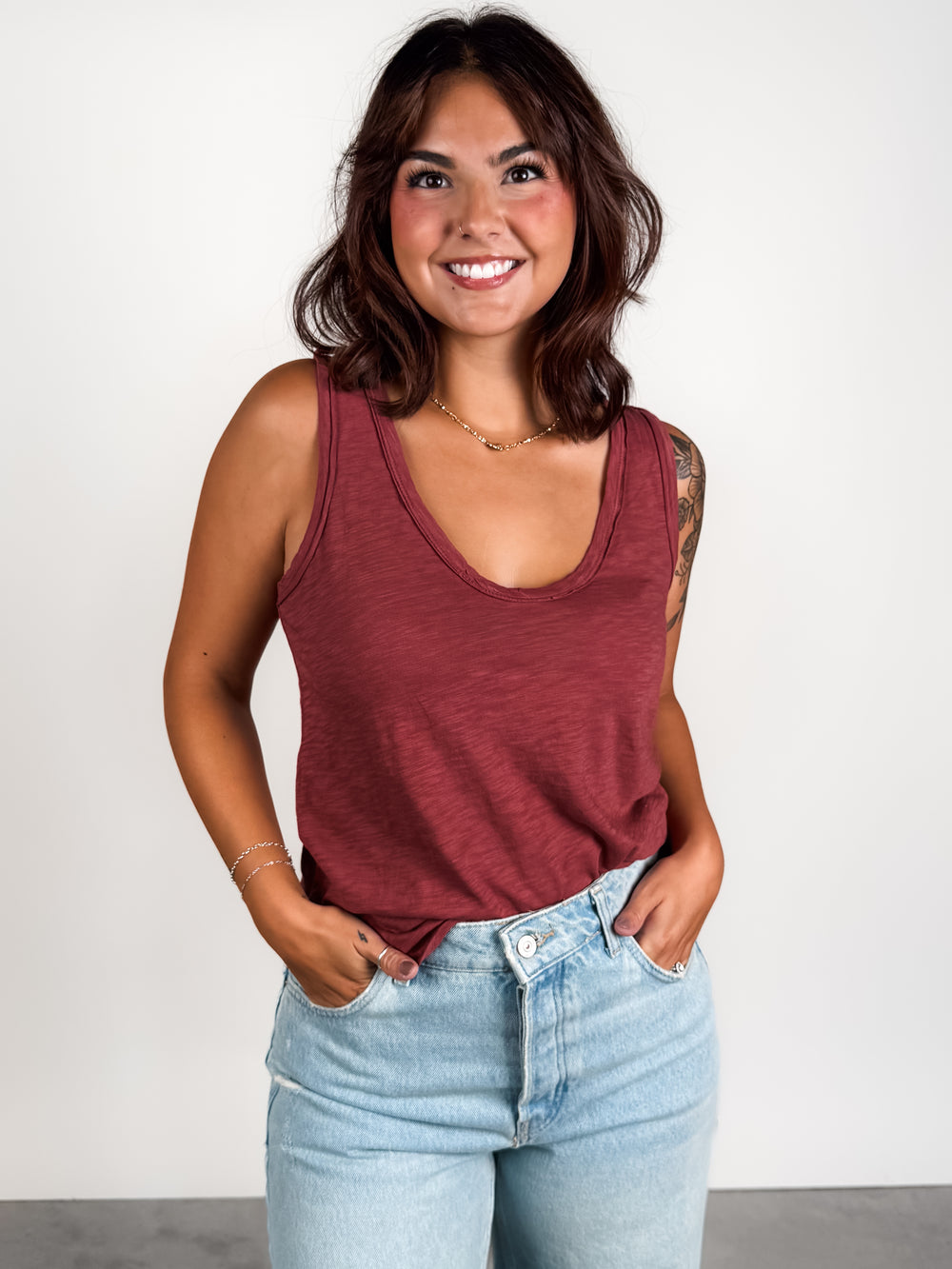 Naz Scoop Neck Slub Tank