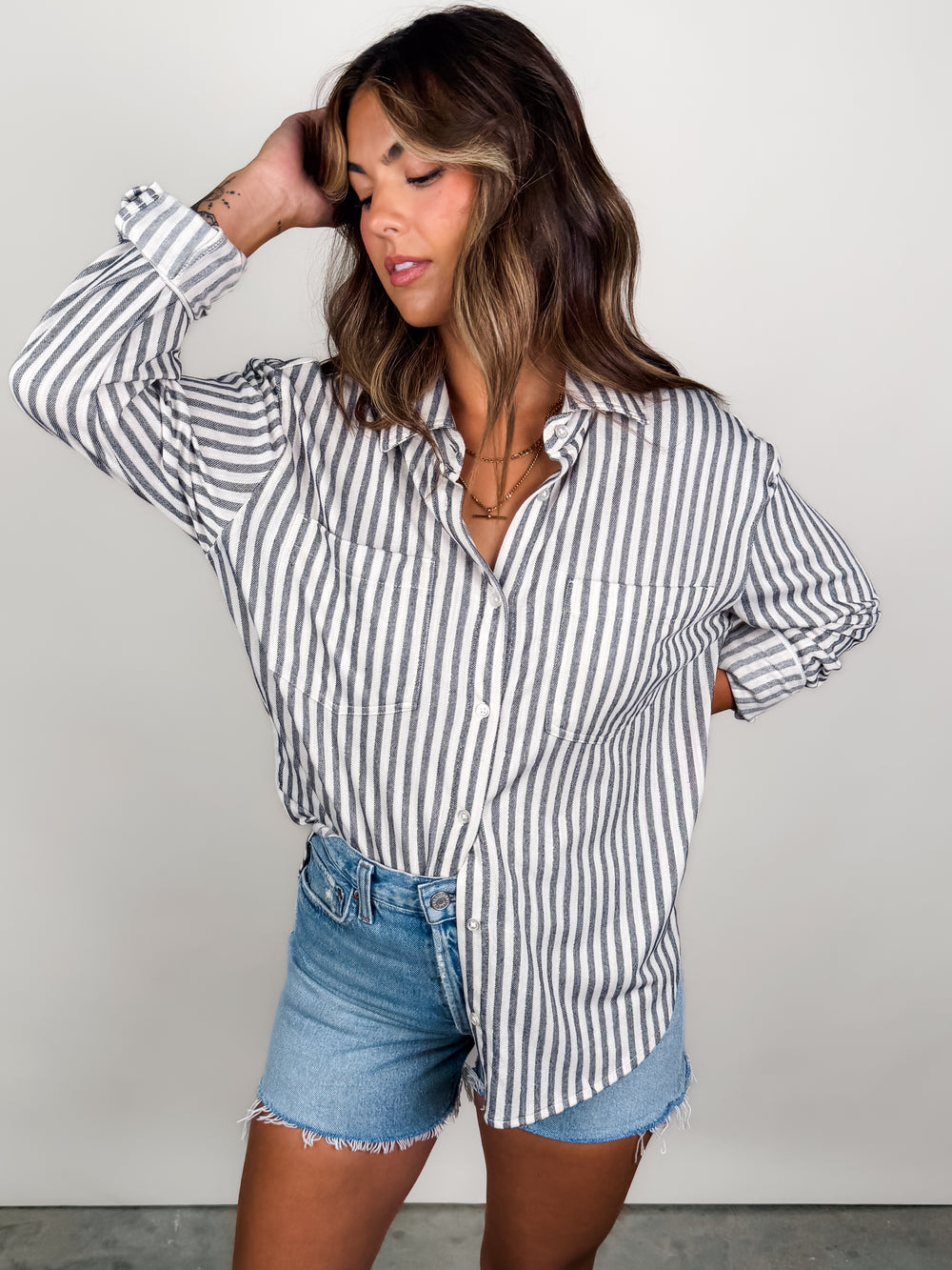 Reese Button Up Stripe Top