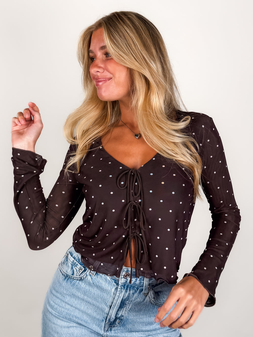 Amara Polka Dot Mesh Top