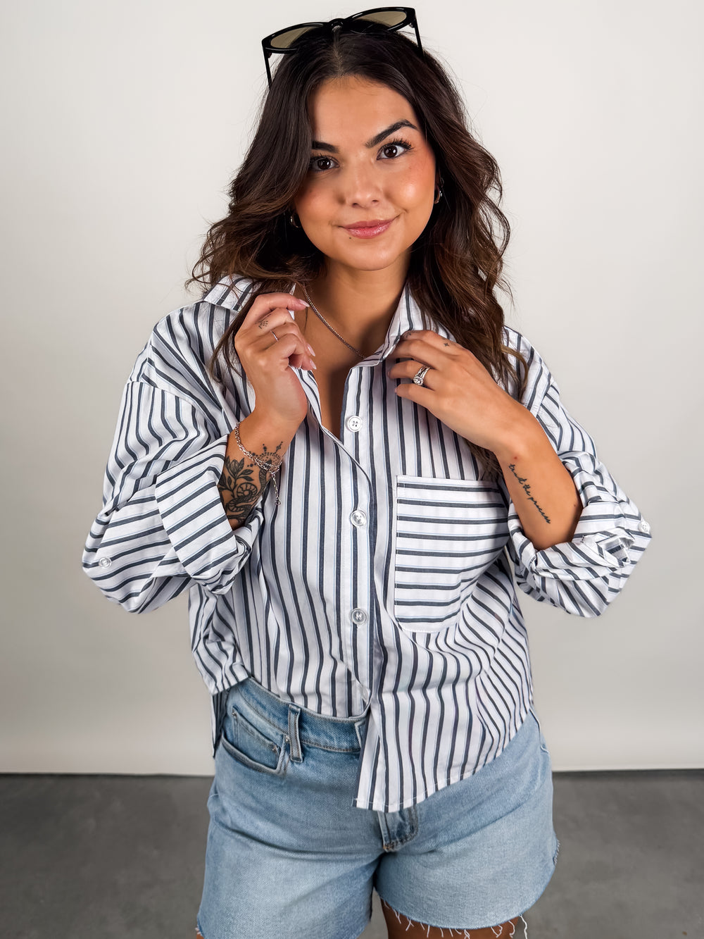 Kerwin Crisp Poplin LS Hi-Low Shirt