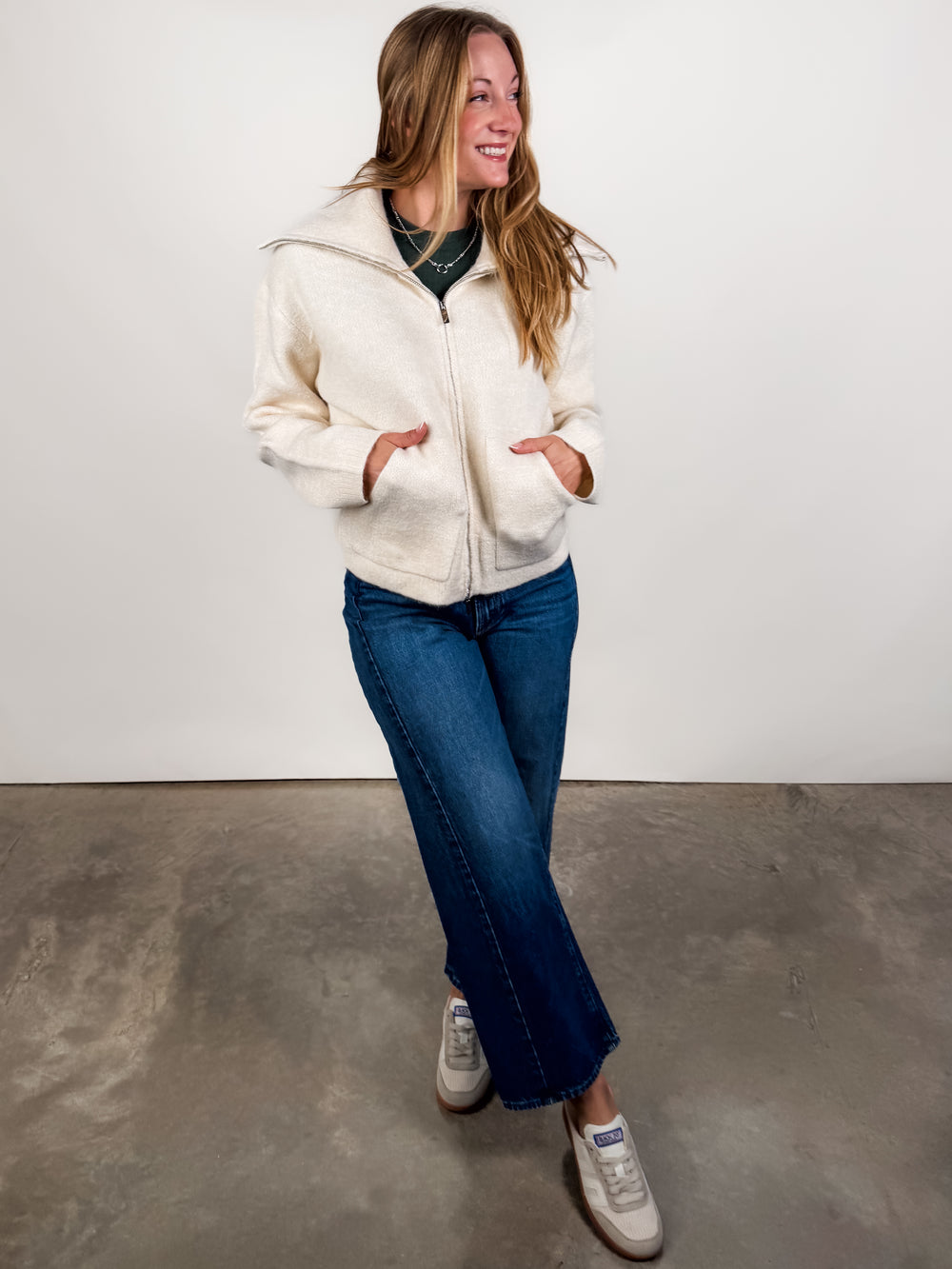 Rue Zip Up Sweater Knit Jacket
