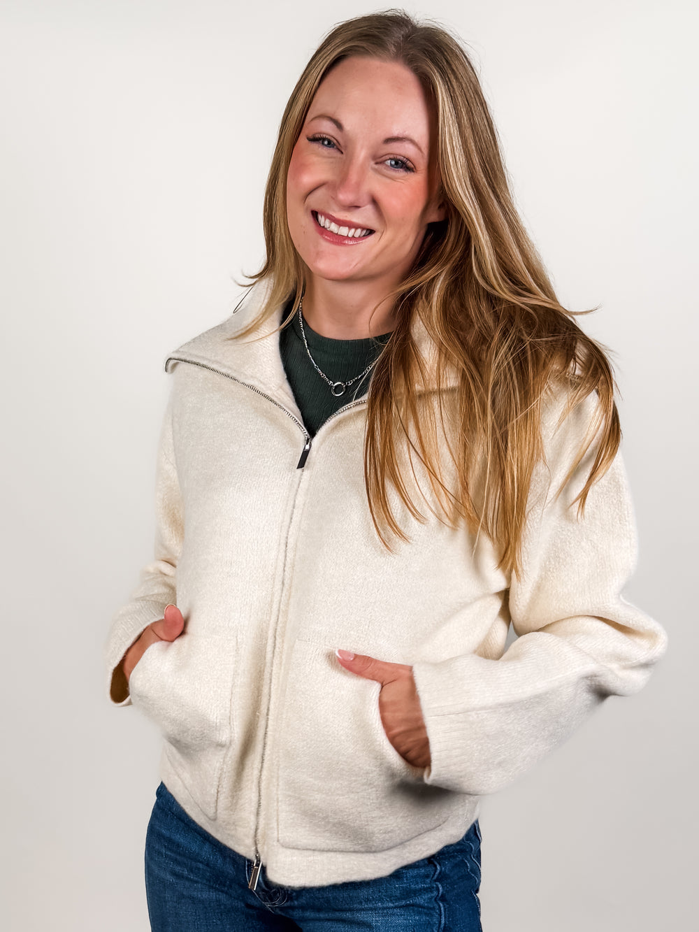Rue Zip Up Sweater Knit Jacket