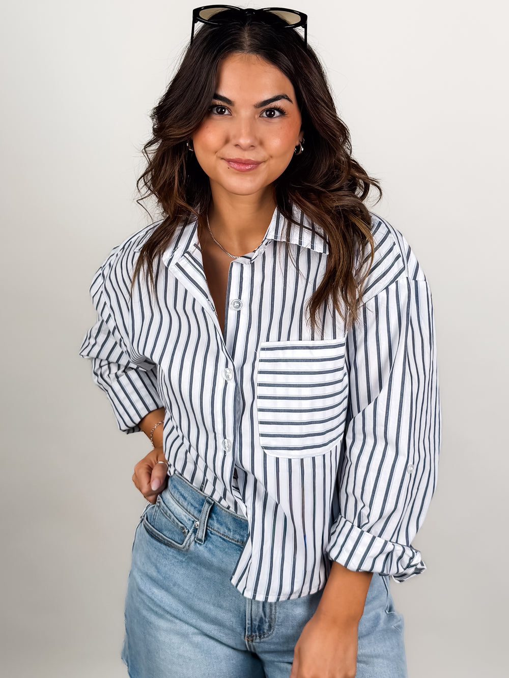 Kerwin Crisp Poplin LS Hi-Low Shirt