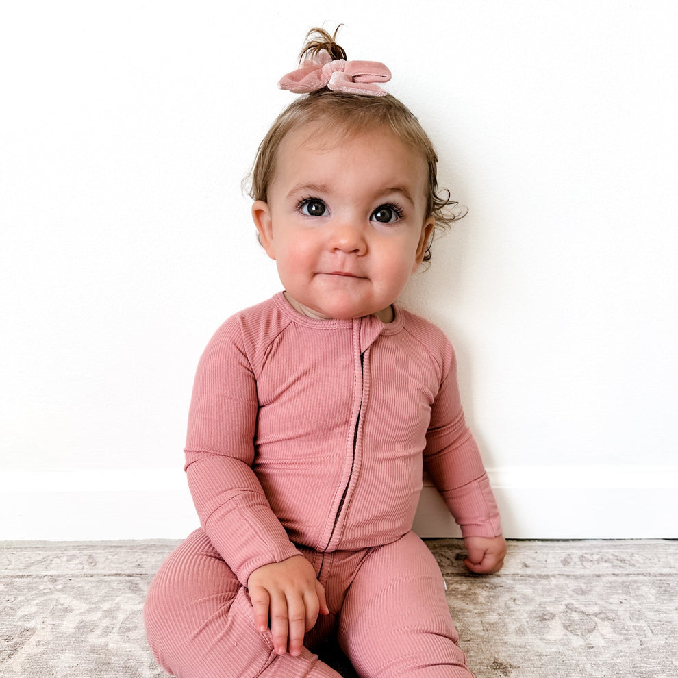 Mauve Small Ribbed Zip Romper