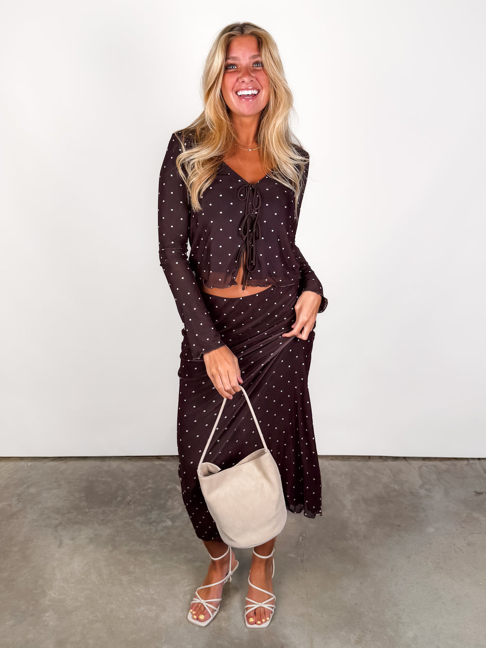 Amara Polka Dot Mesh Top