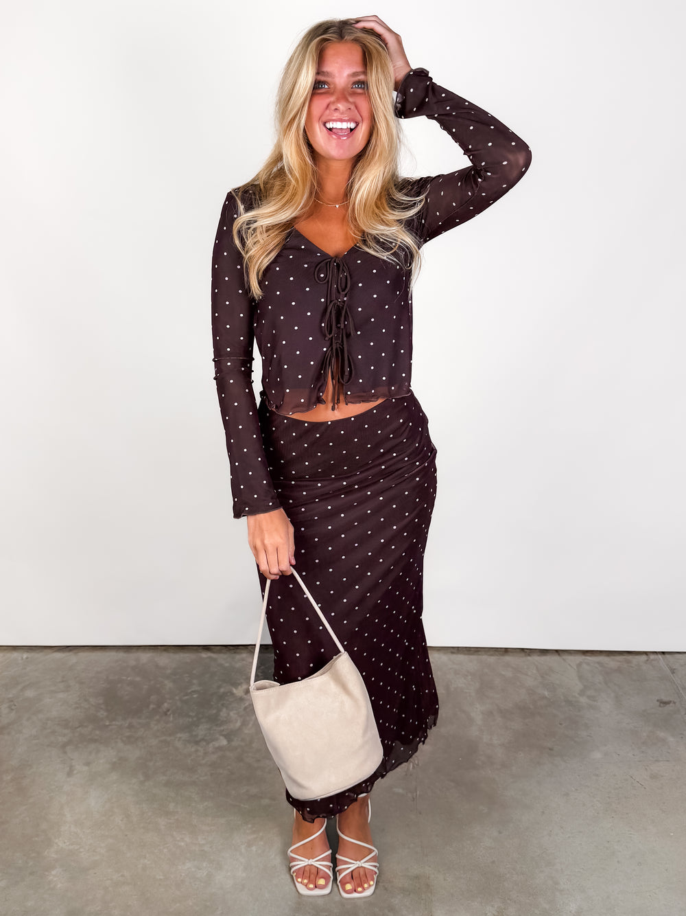 Amara Polka Dot Mesh Top