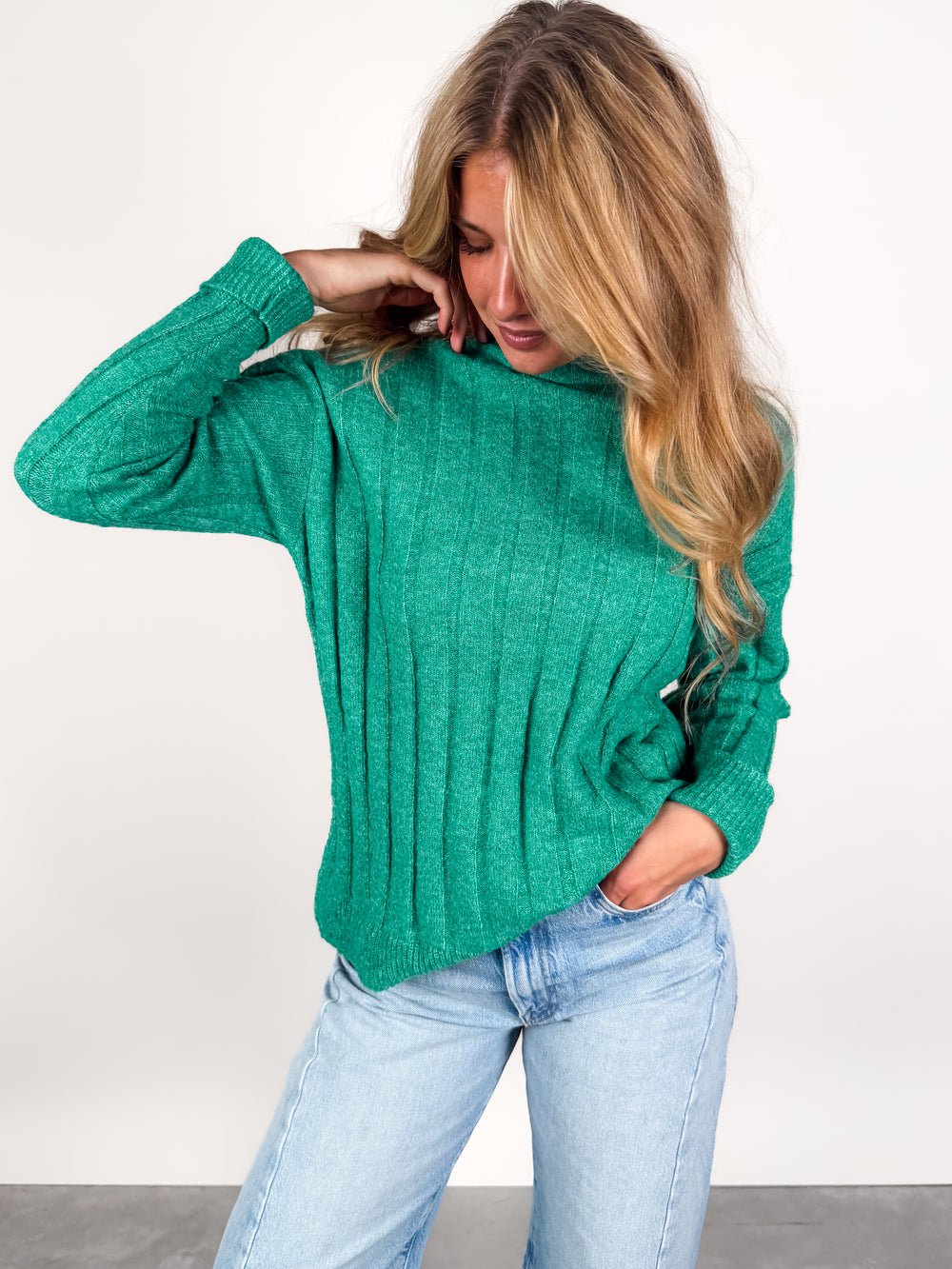 You Adore Ribbed Mock Neck Pullover