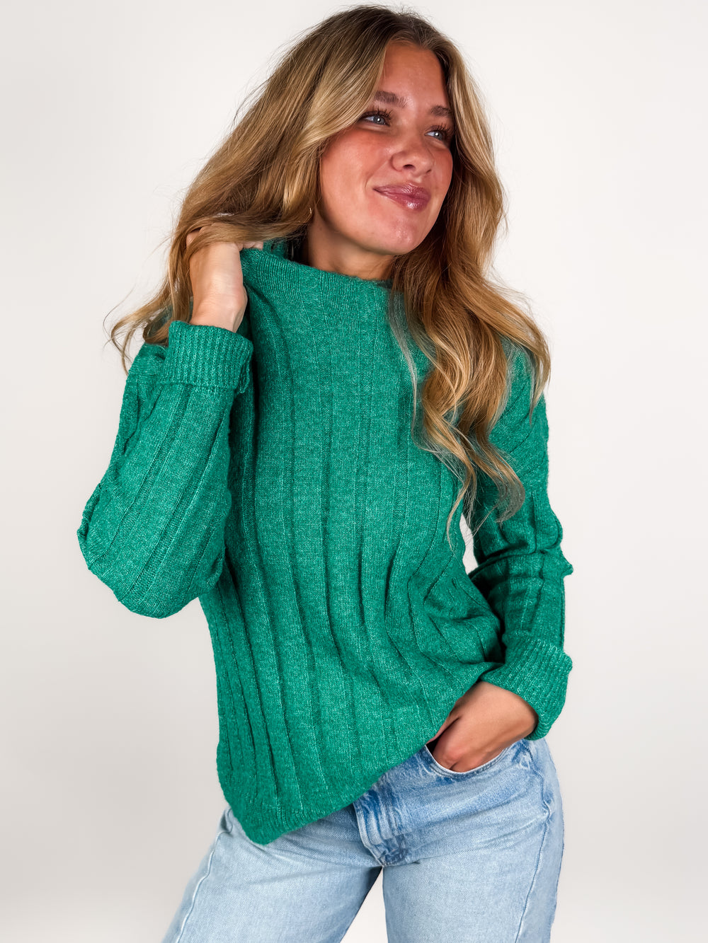 You Adore Ribbed Mock Neck Pullover