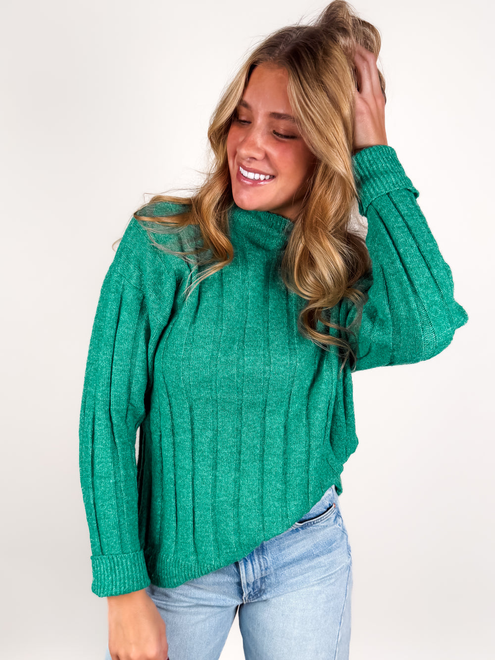 You Adore Ribbed Mock Neck Pullover