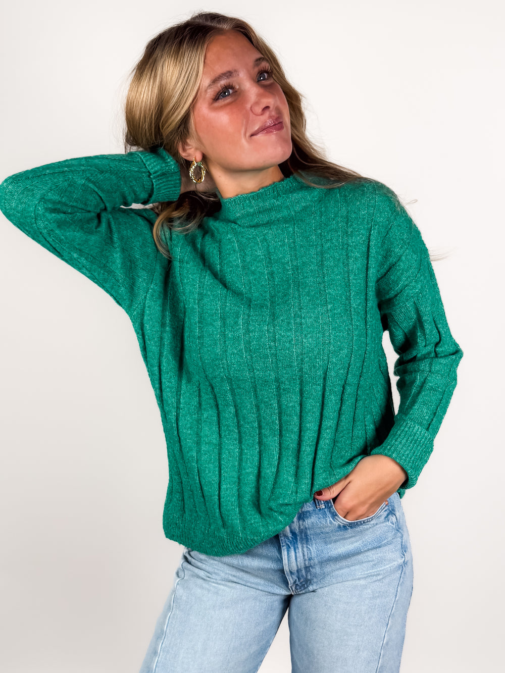 You Adore Ribbed Mock Neck Pullover
