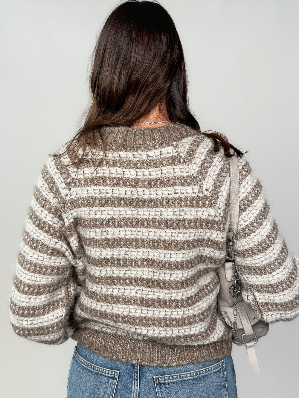 Este Metallic Stripe Cardigan