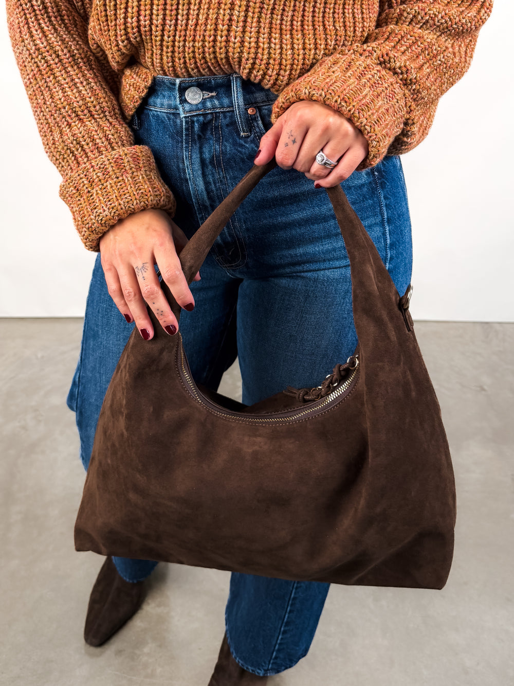 Soft Suede Hobo Handbag