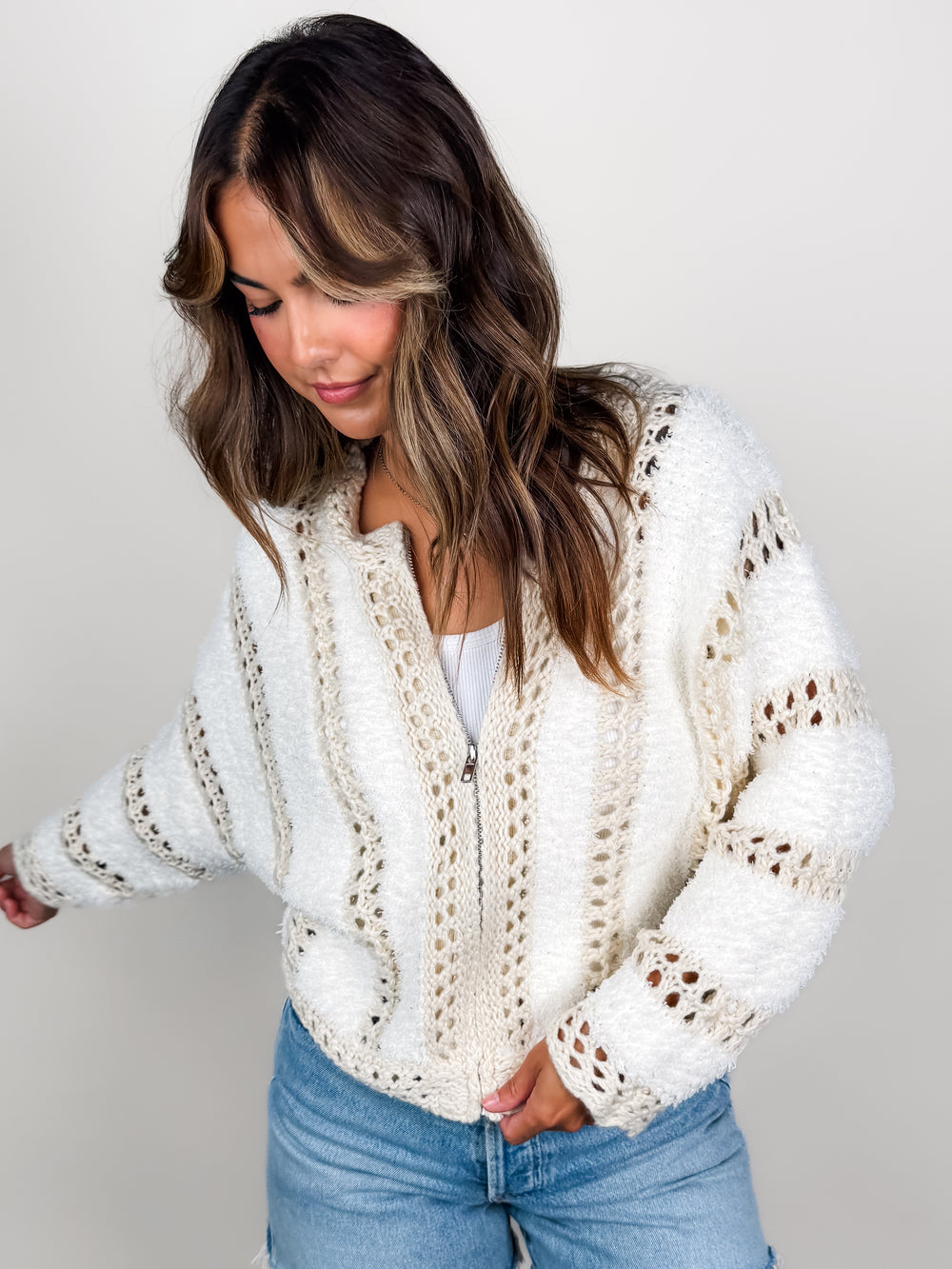 Fluffy Cloud Zip Sweater